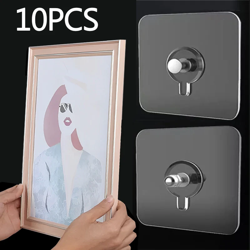 

1/10PCS Photo Frame Hanging Hook Adhesive Hooks Fro Picture Poster Hangers No Drilling Storage Rack Kitchen Bathroom Screw Hooks