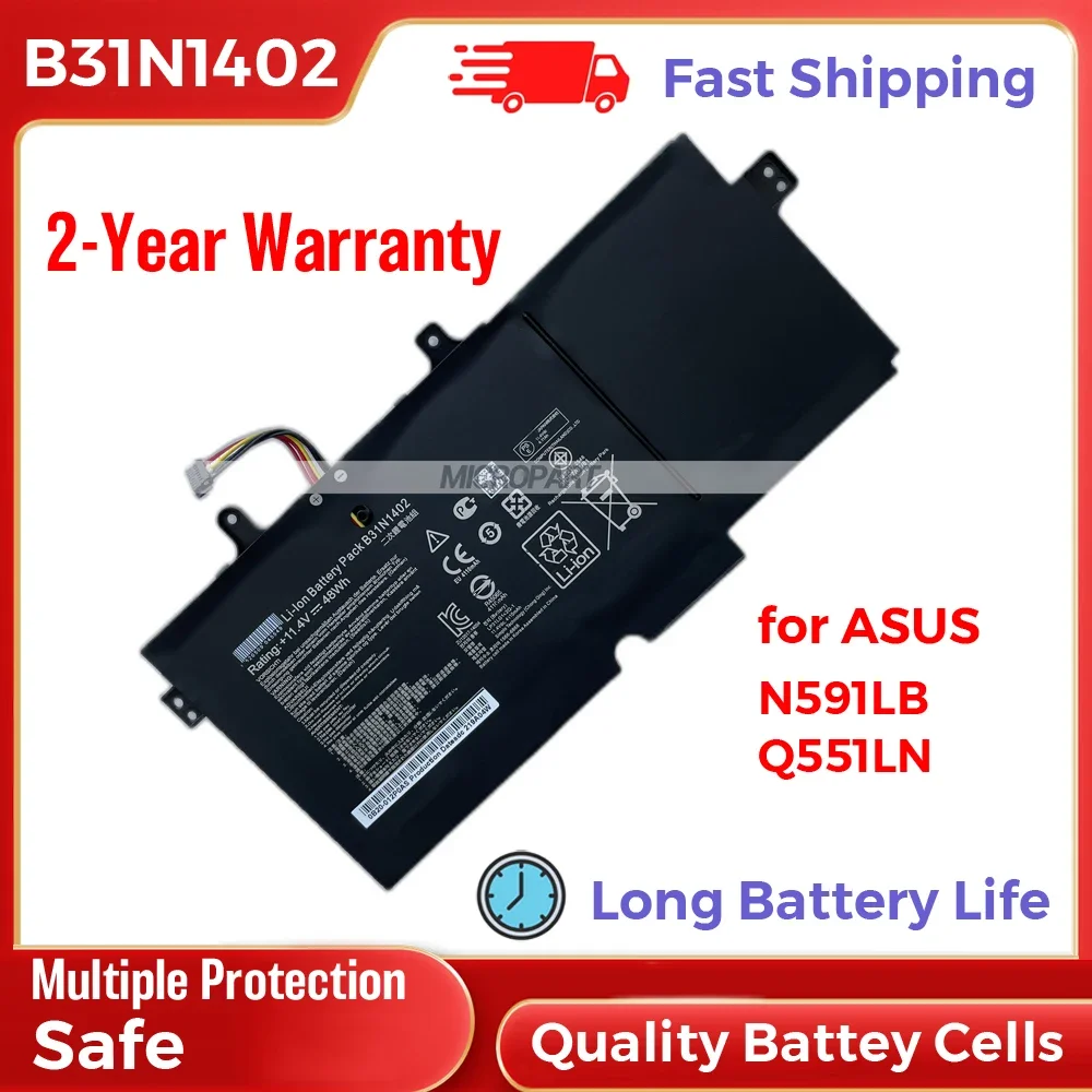 

Сменный литий-ионный аккумулятор B31N1402 для ноутбуков Asus N591LB Q551LN, длительный срок службы батареи 11,4 в 48 Вт/ч