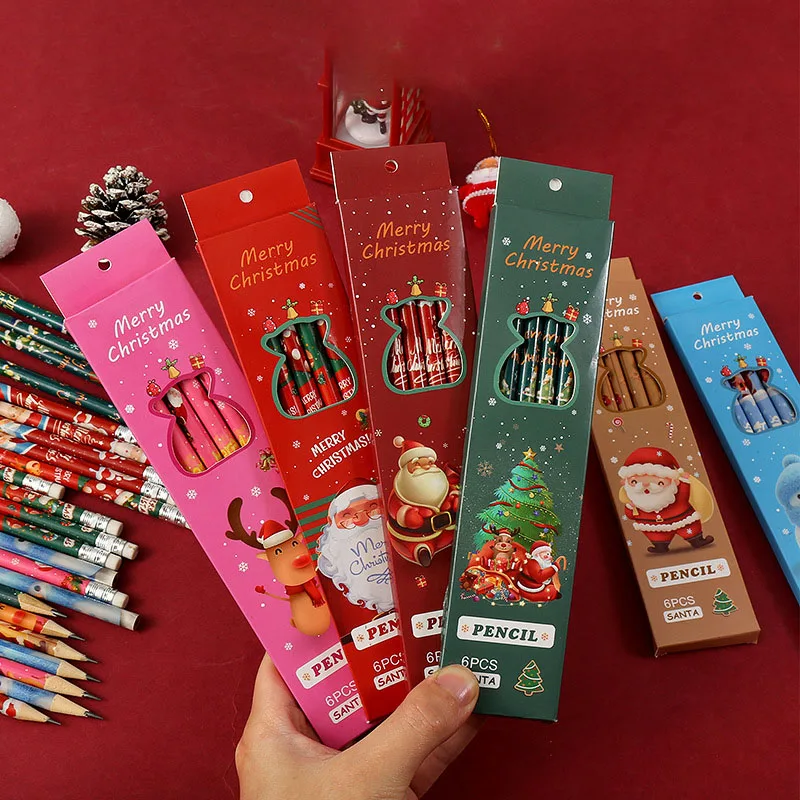 

Christmas Style Pencil Cute Cartoon Signature Pen Boxed Eraser HB Drawing Pen