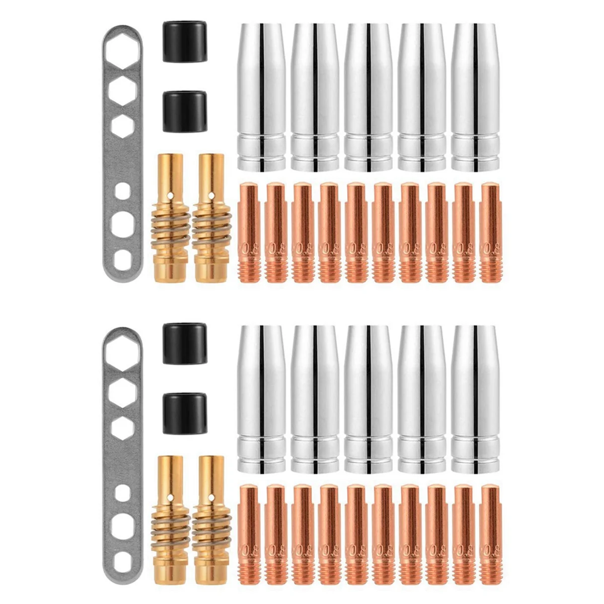 2X MIG / MAG Wear Parts Set Suitable for MB15 Wire Diameter 0.8 mm Parts Gas Nozzle Nozzle Rod Current Nozzle M6 0.8 mm
2X MIG / MAG Wear Parts Set Suitable for MB15 Wire Diameter 0.8 mm Parts Gas Nozzle Nozzle Rod Current Nozzle M6 0.8 mm