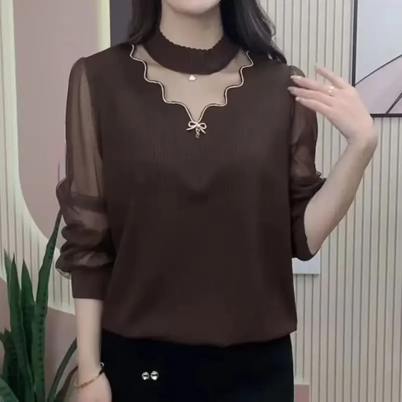Women Bottoming Shirt Half Turtleneck Long Sleeve Hollow Out Stretch Slimming Tops Blouse Casual Warm T380
Women Bottoming Shirt Half Turtleneck Long Sleeve Hollow Out Stretch Slimming Tops Blouse Casual Warm T380
