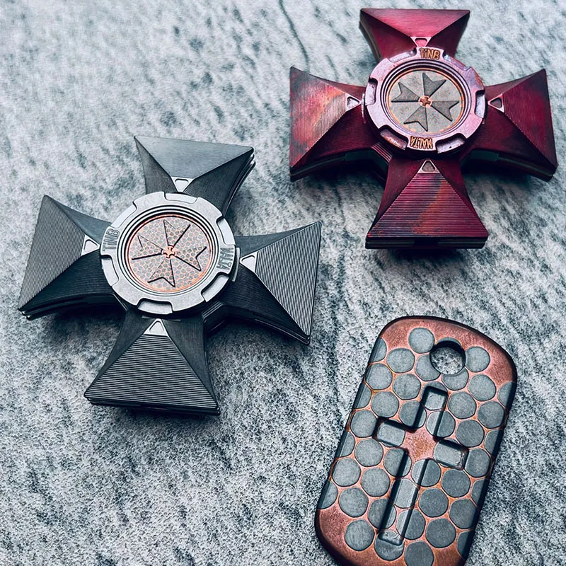 

TINB Cross Fidget Spinner 2.0 Bronze Superconducting Patch Decompression Toy Cool Fidgets Metal Fidget Slider EDC Fidget