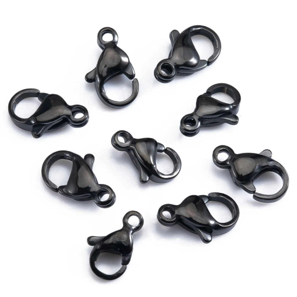 

20pcs Black Stainless Steel Lobster Clasps 9/10mm Connector Clasp for DIY Bracelet Necklace Chain Claw Jewelry Making Supplies