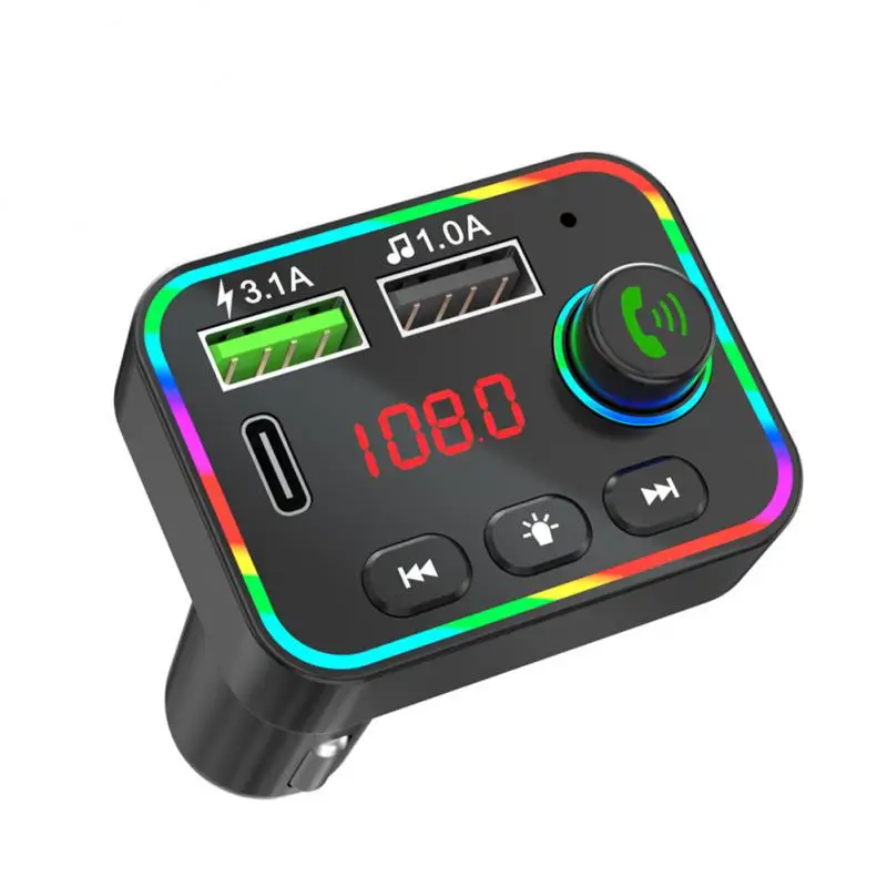 

Автомобильное зарядное устройство, Bluetooth совместимое с 5,0 FM-передатчиком, беспроводной аудио приемник громкой связи, mp3-плеер, цветной аудиоприемник