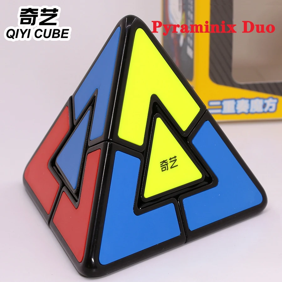 

QiYi Tiles Pyramid Duo Pyramorphix 2x2 Triangle Tower Cubes Magico Cubo Tetrahedron Double Professional Figet Game QY Twist Gift