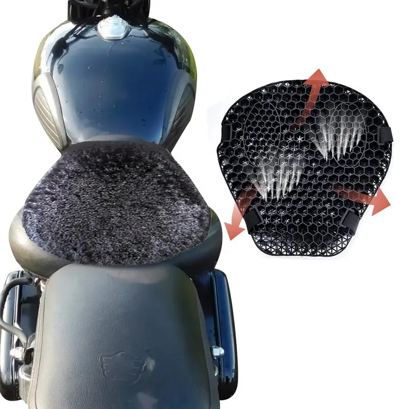 

Motorcycle Seat Gel Pad Saddles Moto 3D Honeycomb Shock Relief Absorption Breathable Honeycomb Seat Pressure Relief Ride Seat