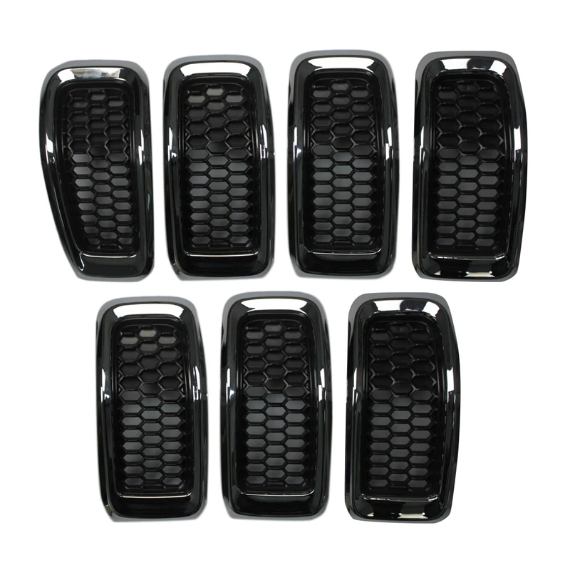 

Mesh Grille For Jeep Cherokee 2014-2018Grid Guard Inserts Molding Trim Cover High Quality ABS Kit Replacement Car Styling