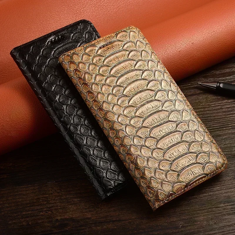 

Python Pattern Genuine Leather Phone Case For Google Pixel 8 7 7A 6 6A Pro 2 3 4 5 3A 4A 5A XL Cowhide Magnetic Flip Cover