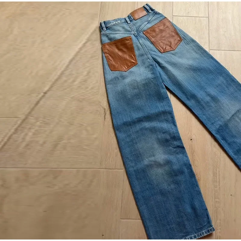 بنطلون نسائي واسع الساق من الجلد الصناعي مع جيوب، خصر مرتفع، تصميم فضفاض، مناسب للارتداء اليومي والتنقل، أزياء الشارع، ربيع 2026 بنطلون نسائي واسع الساق من الجلد الصناعي مع جيوب، خصر مرتفع، تصميم فضفاض، مناسب للارتداء اليومي والتنقل، أزياء الشارع، ربيع 2026