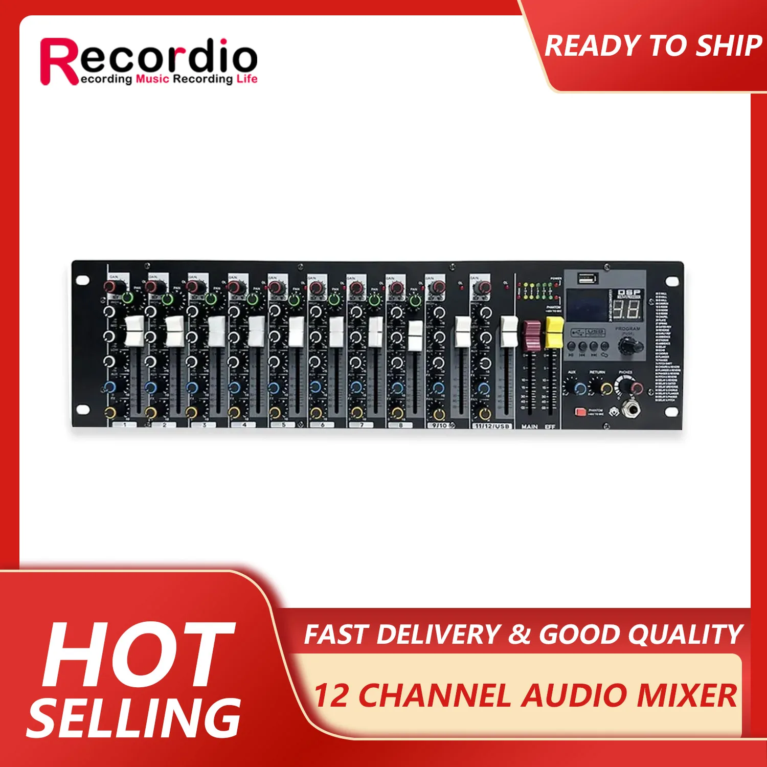 

GAX-K12 12-channel mixer professional rack-mounted embedded with effect analog audio console