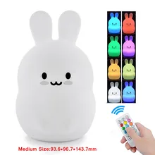 Rabbit LED Night Light Touch Sensor Remote Control 9 Colors Dimming Timer USB Rechargeable Silicone Bunny Lamp for Children Baby
Rabbit LED Night Light Touch Sensor Remote Control 9 Colors Dimming Timer USB Rechargeable Silicone Bunny Lamp for Children Baby