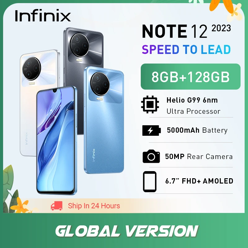 

Global Version Infinix Note12 2023 4G NFC Helio G99 8/128GB 6.7" AMOLED 33W 5000mAh 50MP Smartphone Android Note 12 Mobile Phone