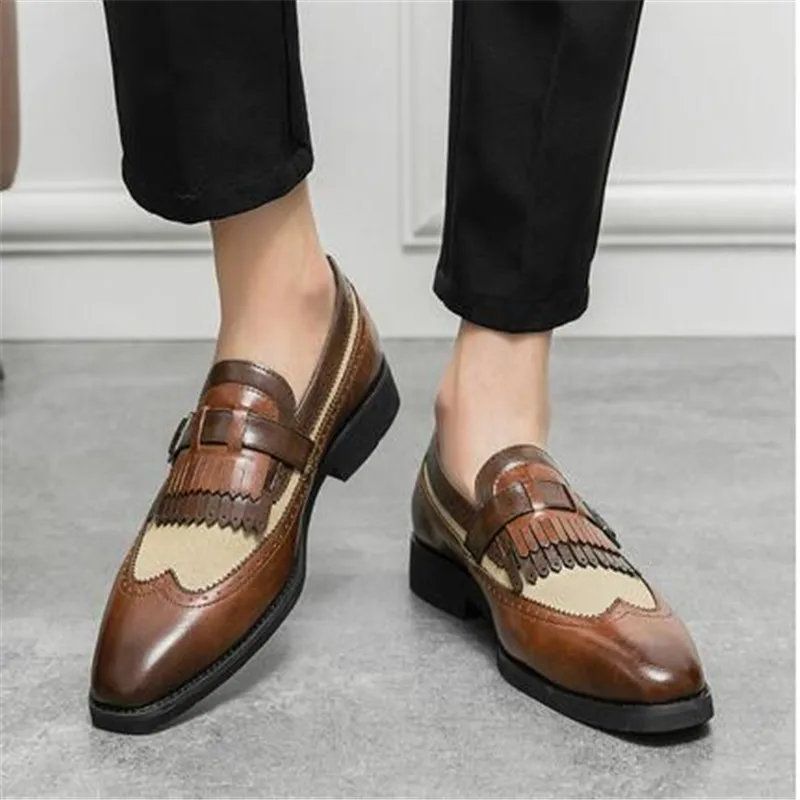 New Loafers for Men Tassels Mixed Colors Wedding Round Toe Slip-On Spring Autumn Business Handmade Men Dress Shoes Size 38-46
New Loafers for Men Tassels Mixed Colors Wedding Round Toe Slip-On Spring Autumn Business Handmade Men Dress Shoes Size 38-46
