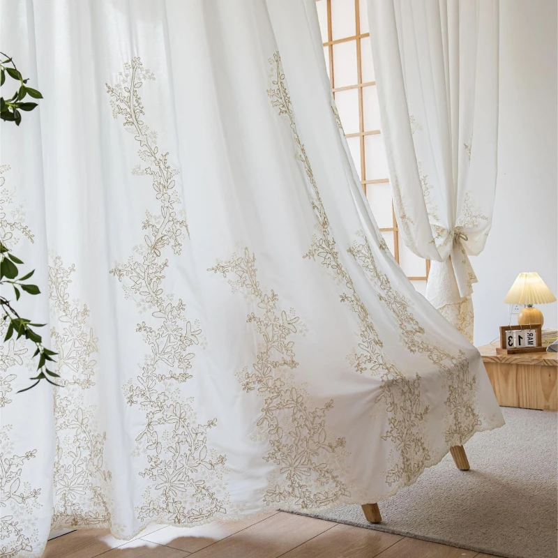 

2023 New Embroidered Window Screen Is Transparent and Impermeable Gauze Curtain Blackout Bedroom Living Room Crown Gauze