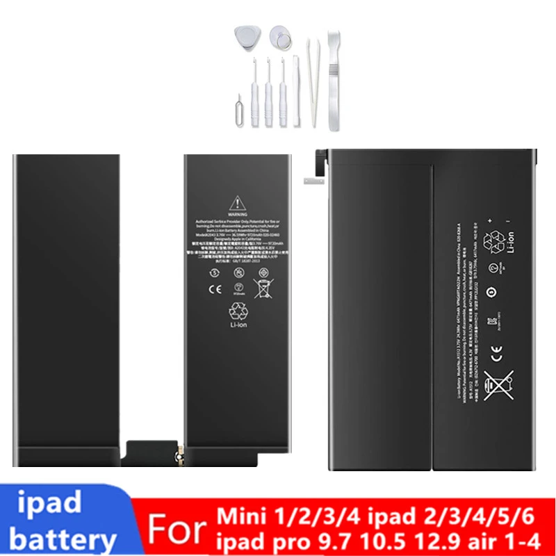 Battery For iPad Mini 4 3 2 1 5 6 Air Air2 Pro 9.7 10.5 12.9 inch Original Li-ion Polymer Tablet Bateria A1474 A1547 A1798
Battery For iPad Mini 4 3 2 1 5 6 Air Air2 Pro 9.7 10.5 12.9 inch Original Li-ion Polymer Tablet Bateria A1474 A1547 A1798