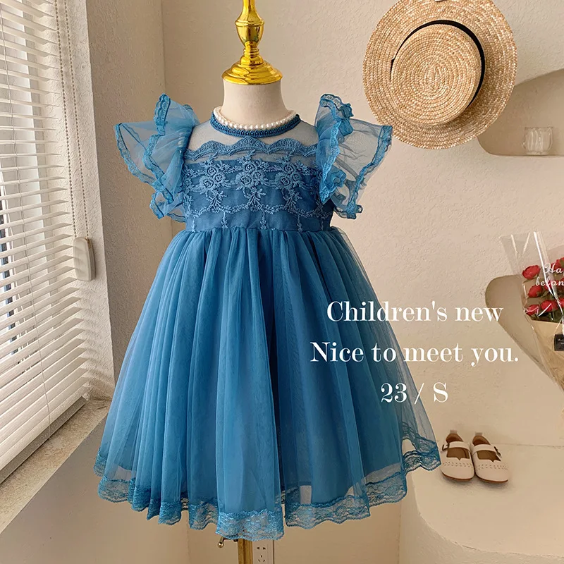 

Детская одежда, платье, фатиновая юбка с пышными рукавами для девочек, летнее Новое милое платье принцессы Shu