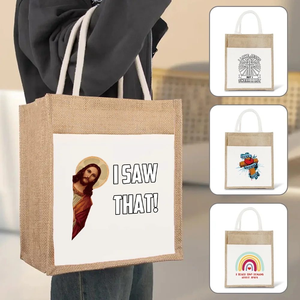 Portable Jute Cotton Sacks Linen Bag Jesus Series Pattern Imitation Sacks Linen Bags Hand-painted Shopping Bags Laminated Bags
Portable Jute Cotton Sacks Linen Bag Jesus Series Pattern Imitation Sacks Linen Bags Hand-painted Shopping Bags Laminated Bags
