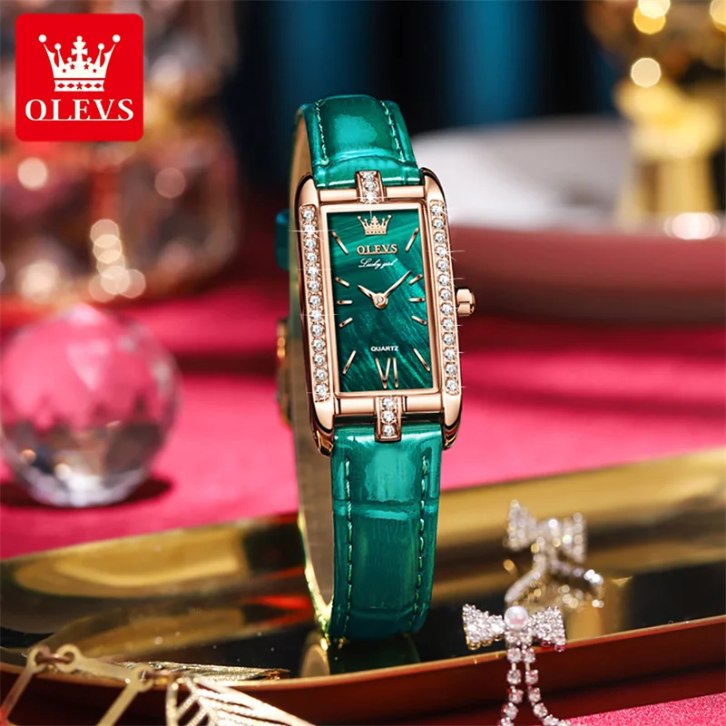 2023 OLEVS Green Rectangle Dial Watches Women Leather Strap Casual Diamond Watches Quartz Ladies Watch Relogio Feminino
2023 OLEVS Green Rectangle Dial Watches Women Leather Strap Casual Diamond Watches Quartz Ladies Watch Relogio Feminino