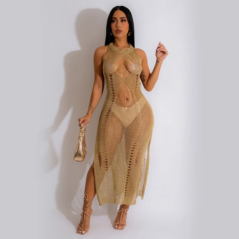 Sexy Hollow Out Knitted See Through Long Dress Cover-ups Sleeveless Bodycon Long Dresses Beach Style Holiday Vestidos Summer
Sexy Hollow Out Knitted See Through Long Dress Cover-ups Sleeveless Bodycon Long Dresses Beach Style Holiday Vestidos Summer