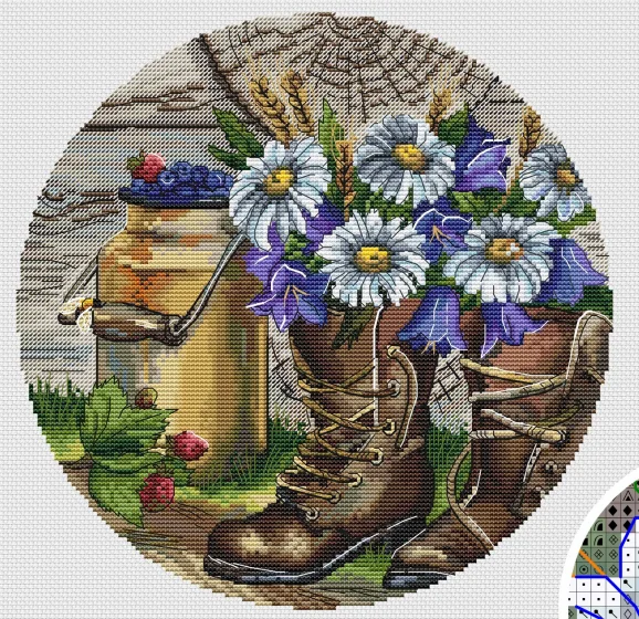 

Набор для вышивки крестиком из сериала «Пейзаж», 14 карат, туфли с хлопковой вышивкой «Ромашка», 35-35