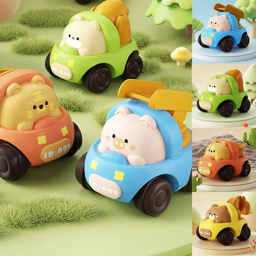 

Cartoon Animal Mini Inertial Engineering Car Toys Excavator Mixer Vehicle Model Ladder Truck Tipper Truck Construction Trucks