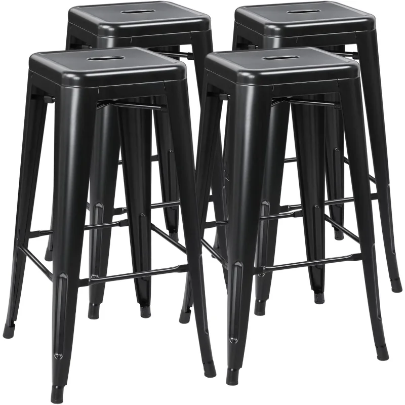 

Yaheetech 30 Inches Metal Bar Stools High Backless Height Patio Furniture Indoor/Outdoor Stackable Kitchen Sto
