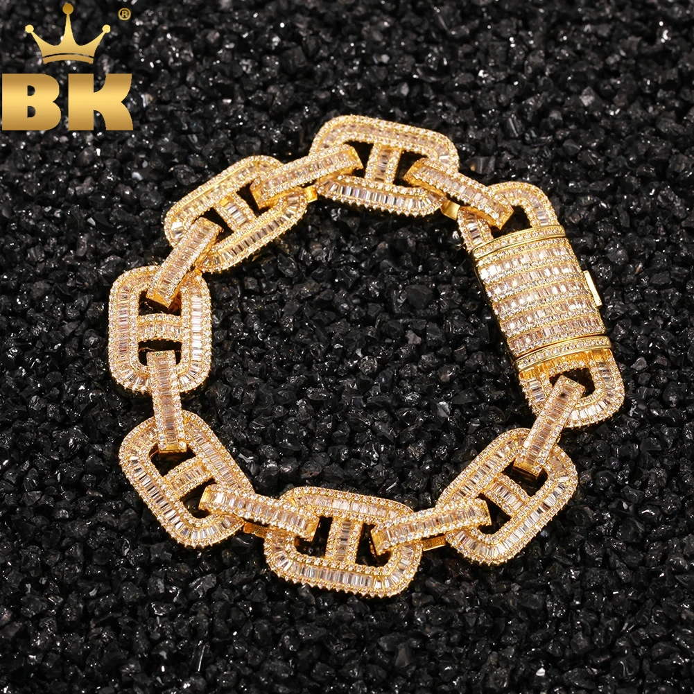 

TBTK Hiphop Miami 15mm Cuban Link Chain Bracelet Bling Iced Out Baguettecz Bangle Luxury Wrist Rapper Punk Jewelry Dropshipping