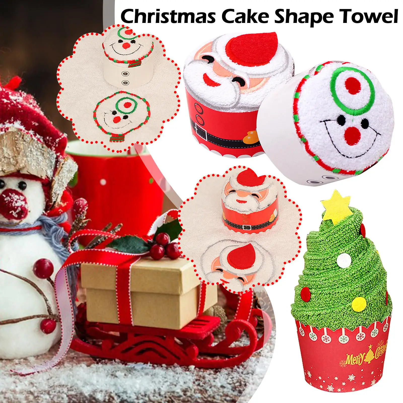 

Christmas Cake Shape Towel Snowman Dinner Decor Xmas Hand Towel For Christmas Tree Towels Party Supplies Children's Xmas Gi R9Q0