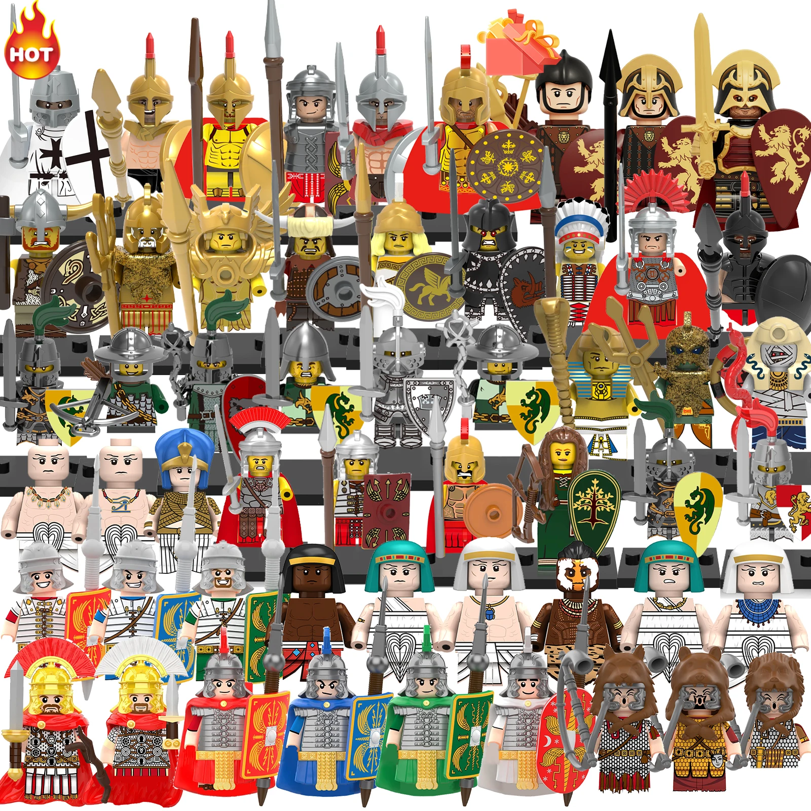 New Medieval Warfare Mini Figure Spartan Warrior Centurion Ancient Egyptian Models Building Blocks Toys Boys Girls Gift Juguetes
New Medieval Warfare Mini Figure Spartan Warrior Centurion Ancient Egyptian Models Building Blocks Toys Boys Girls Gift Juguetes