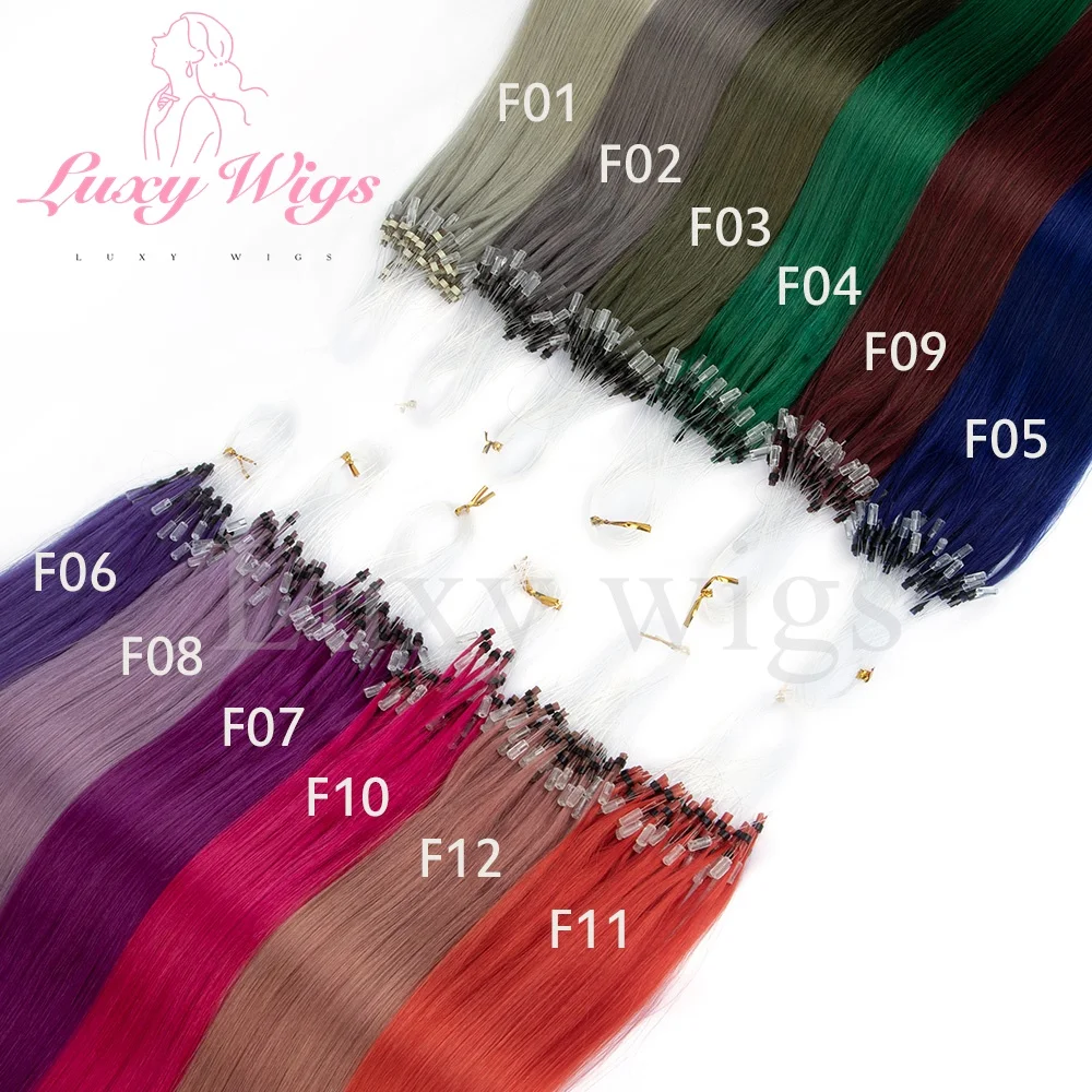 Straight Pink Micro Loop Hair Extensions Human Hair Micro Beads Halo Hair Extensions 12-20'' Colored Blue Purple Green Hair 18 Saf8b8f48cad84e6bb521948aaacad46fb