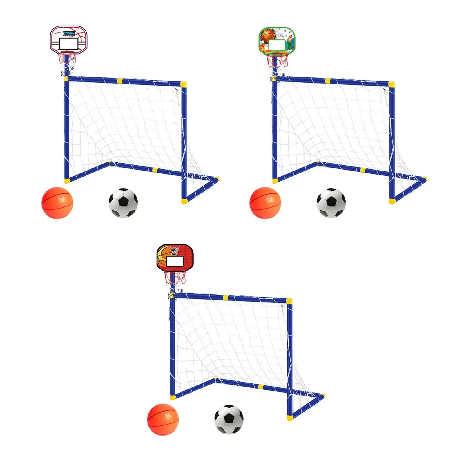 

Basketball Hoop with Soccer Goal Portable Folding Football Goal Basketball Board for Boys and Girls Training Equipment