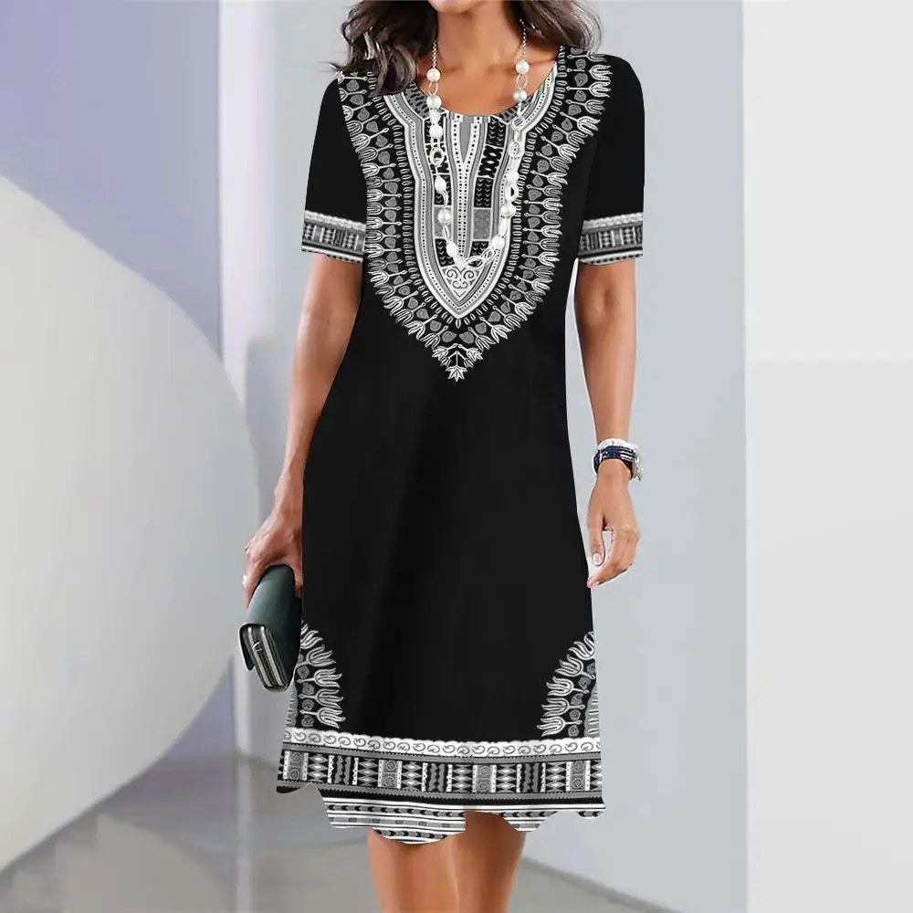 Summer Women's Loose Dresses 2024 Vintage Geometry Short Sleeves Dresses Holiday Casual A-line Skirt Designer National Costume
Summer Women's Loose Dresses 2024 Vintage Geometry Short Sleeves Dresses Holiday Casual A-line Skirt Designer National Costume