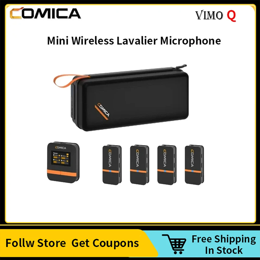 

Comica Vimo Q Four-channel Mini Wireless Lavalier Microphone With Charging Case,For Camera Smartphone PC