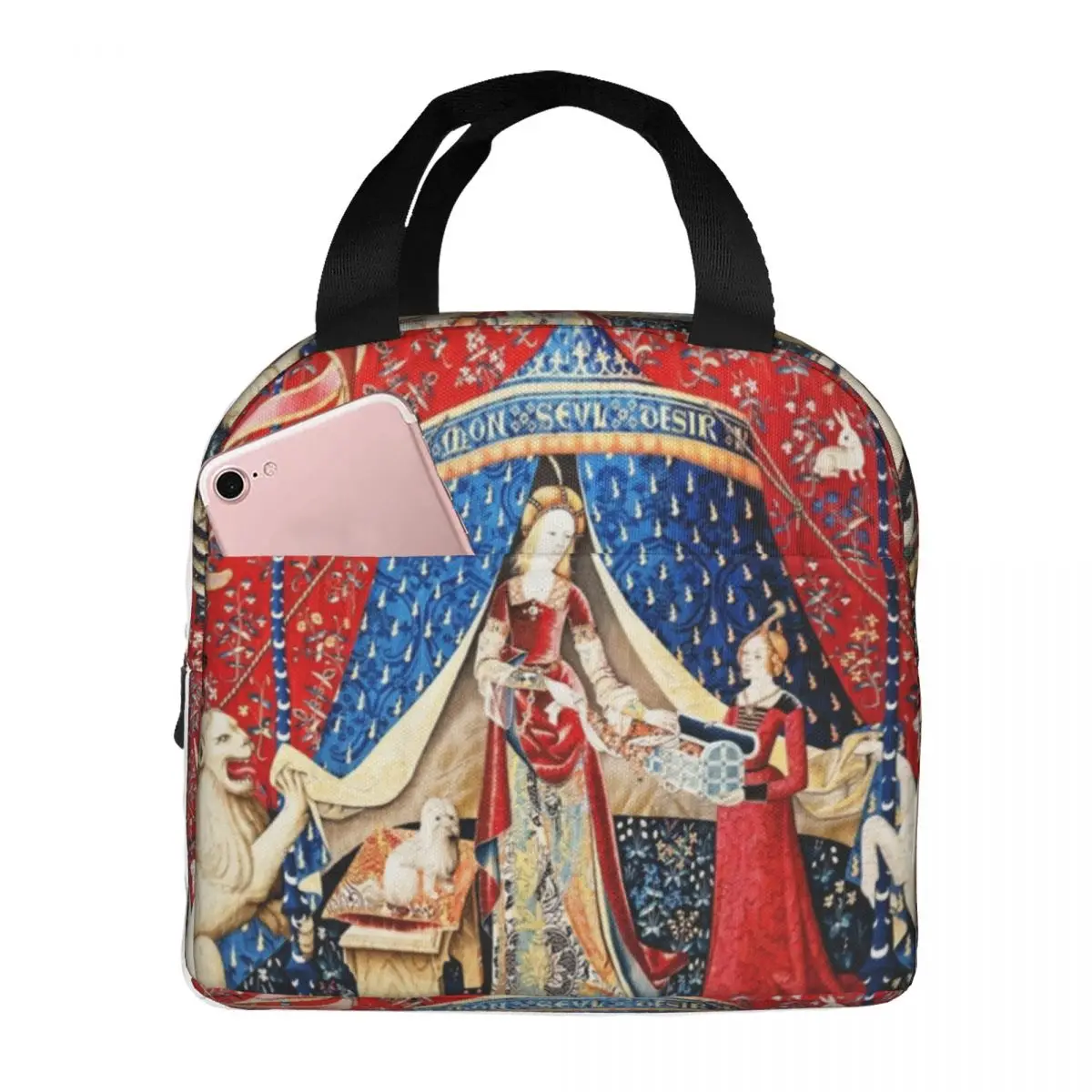 

The Lady And The Unicorn Tapestry 15th Century Thermal Insulated Lunch Bag Insulated bento bag Meal Container Food Handbags