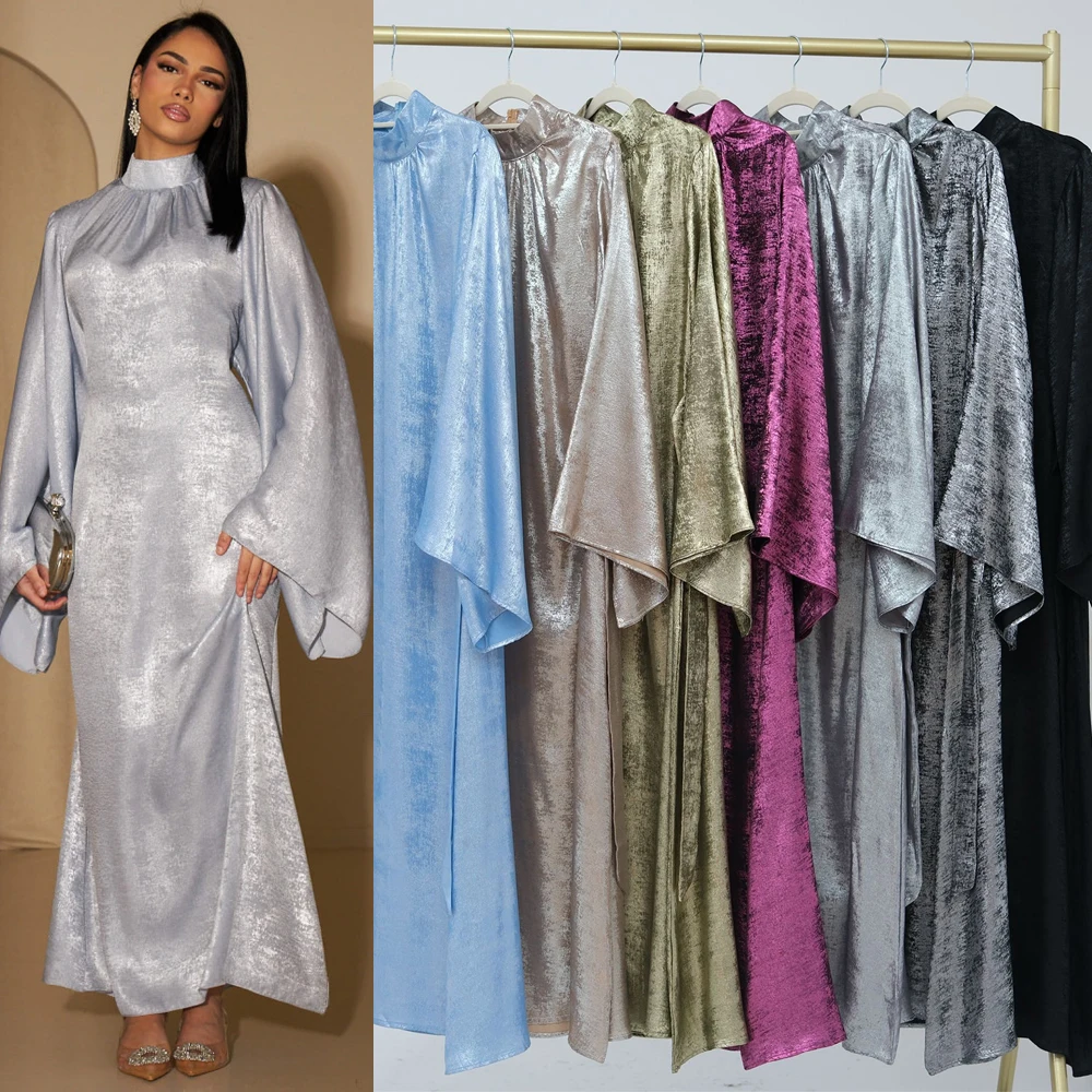 

Shiny Abayas For Women Muslim Prayer Dress Modest Abaya Dubai Turkey Eid Djellaba Islam Jalabiya Saudi Arabic Robe Ramadan Gown