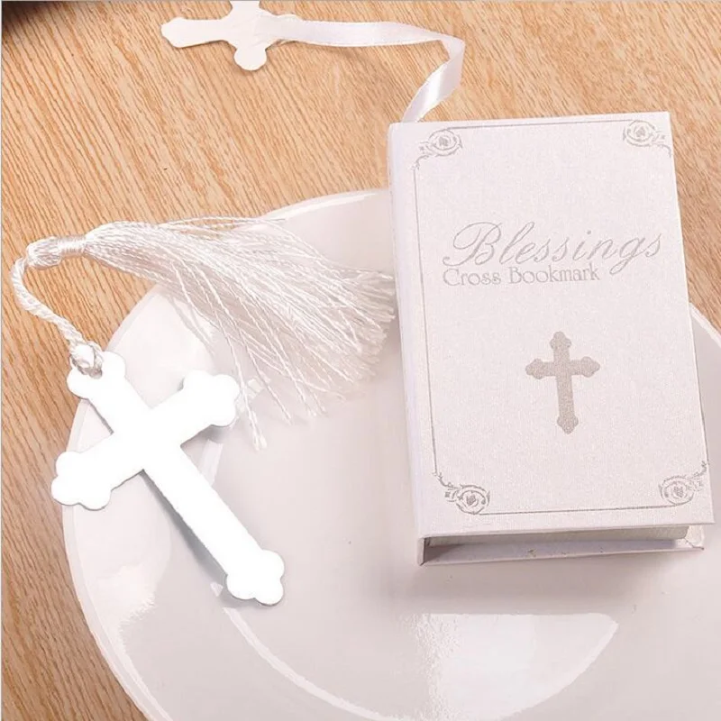 

20pcs Silver Cross Bookmark Wedding Favors Baby Shower First Communion Gifts Souvenirs