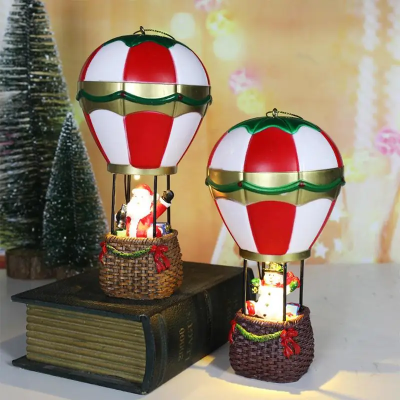 

LED night light Christmas Hot Air Balloon Snowman Santa Claus Figurine Ornaments Christmas Kid Gift Xmas Home Bedroom Decoration