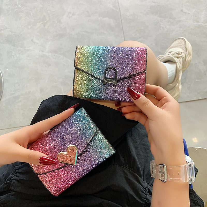 Colorful Glitter Sequin Women Wallet Fashion PU Leather Short Trifold Coin Purse Mini Love Clutch Girl Cute Card Holder Gift
Colorful Glitter Sequin Women Wallet Fashion PU Leather Short Trifold Coin Purse Mini Love Clutch Girl Cute Card Holder Gift
