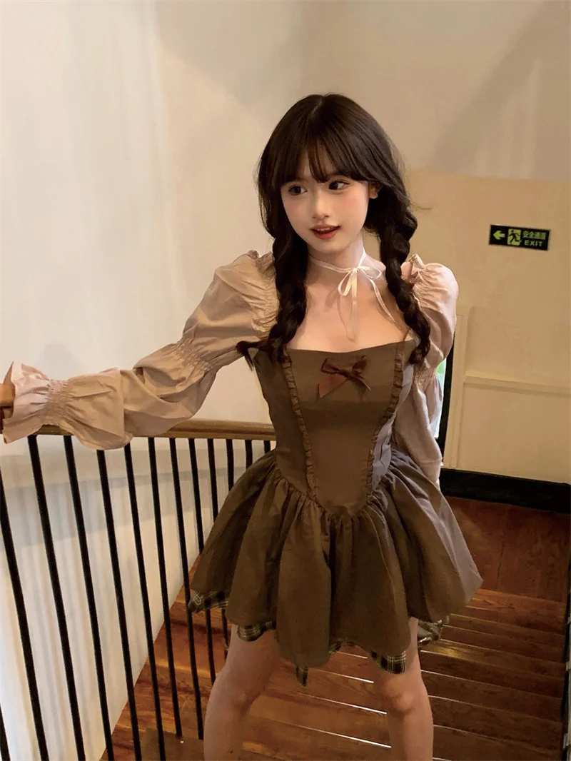 2024 New Spring/Summer Brown Bubble Long sleeved Fashionable and Versatile High endBeautiful Sweet Waist Closing Slimming Dress
2024 New Spring/Summer Brown Bubble Long sleeved Fashionable and Versatile High endBeautiful Sweet Waist Closing Slimming Dress