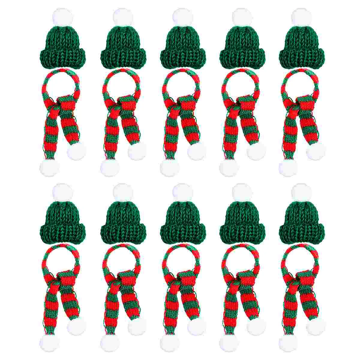 

PRETYZOOM 10 Sets Stylish Xmas Mini Scarf and Hat Decor Clothes Accessory Creative Plants Adornment for Home Festival