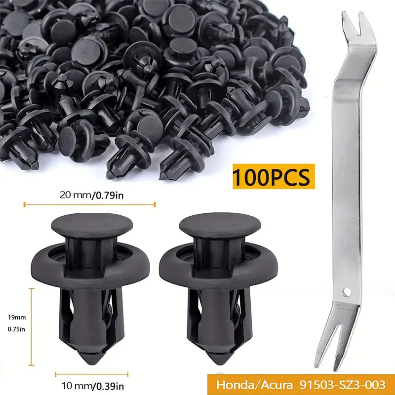100pcs Fastener Rivets: Compatible with Honda Acura Accord Civic Fit Bumper & Fender Body Fixing Clips + Tool Replacement
100pcs Fastener Rivets: Compatible with Honda Acura Accord Civic Fit Bumper & Fender Body Fixing Clips + Tool Replacement