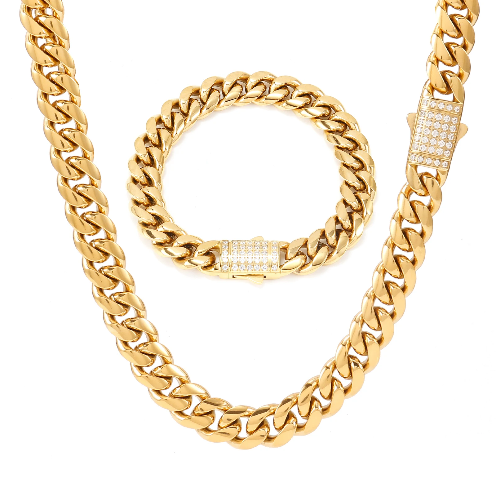 Hip-Hop Golden Miami Curb Cuban Link Chain for Men Women Stainless Steel Diamond Necklace Fashion Bracelet Jewelry Accessories
Hip-Hop Golden Miami Curb Cuban Link Chain for Men Women Stainless Steel Diamond Necklace Fashion Bracelet Jewelry Accessories