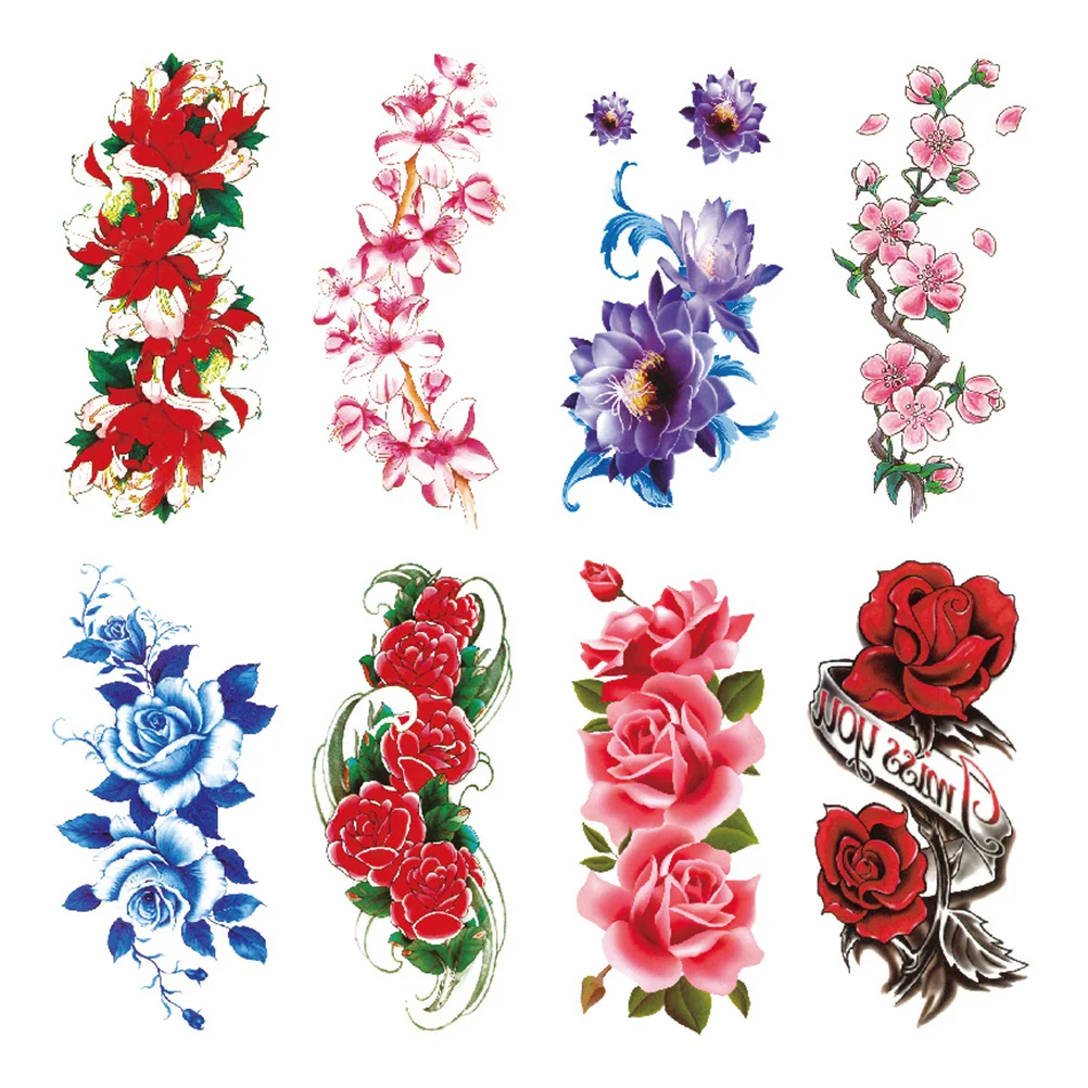 

Temporary Tattoo Stickers Flower Tattoos Waterproof Stickers Floral Cherry Blossoms Flower Body Stickers Random Type