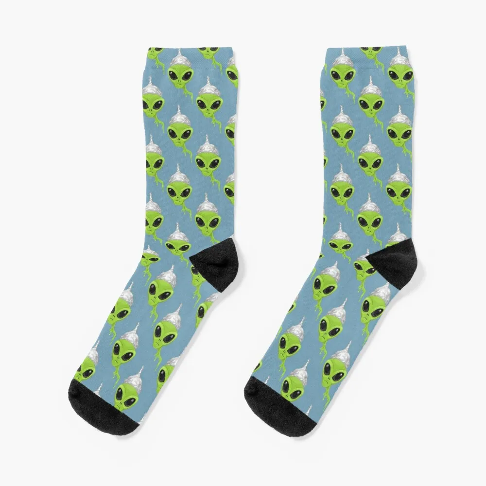 

Alien Wearing Tin Foil Hat Socks socks for men cotton 100% compression socks Women funny gifts Socks Woman Men's