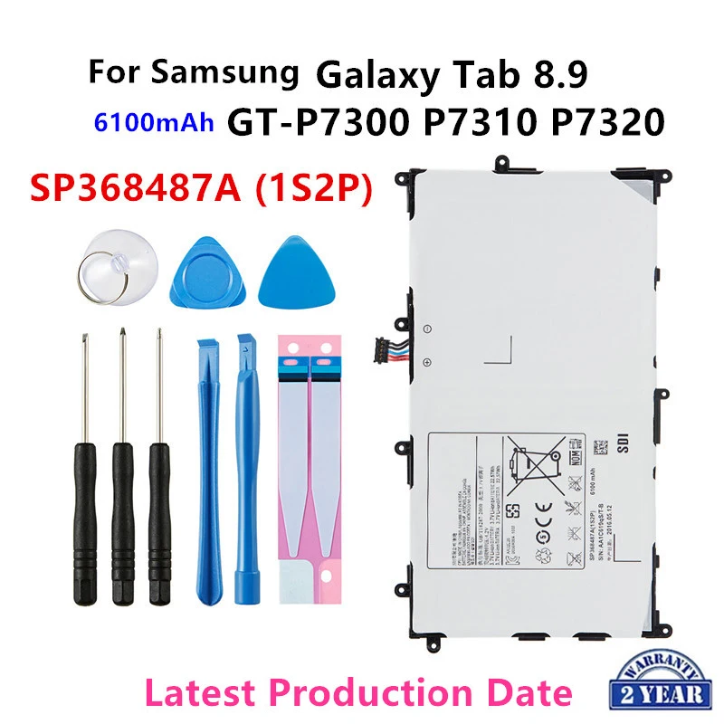 

Brand New SP368487A (1S2P) 6100mA Tablet Replacement Battery For Samsung Galaxy Tab 8.9 GT-P7300 P7310 P7320 +Tools