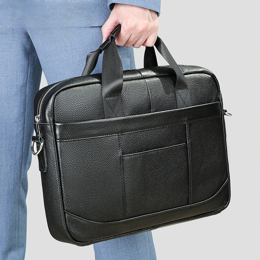 

2024 Men's Handbag 100% Genuine Leather Business Briefcase Large Capacity Cowhide Shoulder Crossbody Bag 14 inch Laptop bag