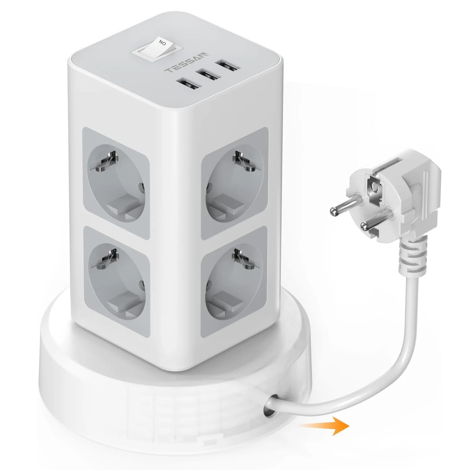 TESSAN Vertical Tower Power Strip Multi Outlets with USB, 2M Retractable Extension Cable, EU KR Plug Electric Socket Home Office
TESSAN Vertical Tower Power Strip Multi Outlets with USB, 2M Retractable Extension Cable, EU KR Plug Electric Socket Home Office