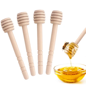 미니 나무 꿀 숟가락, 꿀 긴 손잡이, 꿀 항아리 스틱 수집 디스펜서, 꿀 커피 교반 도구, 1 개, 4 개