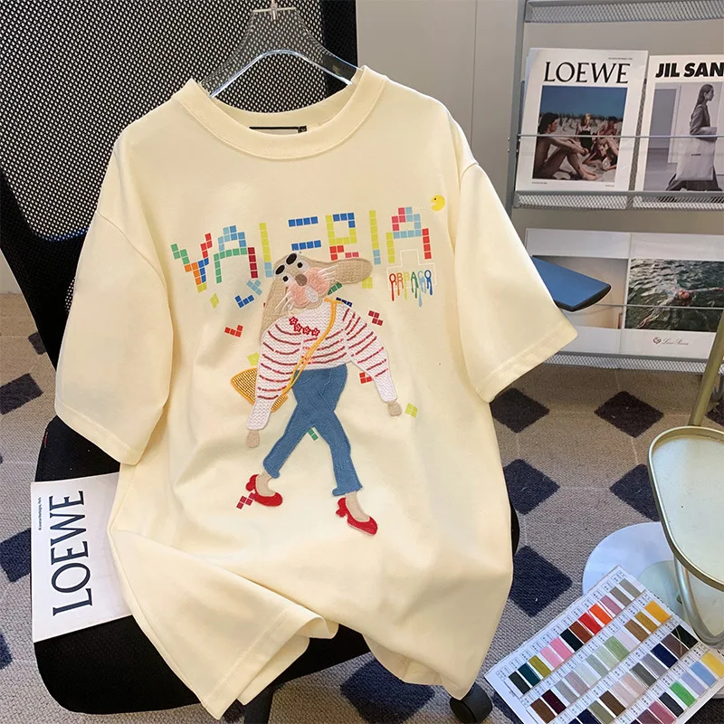 CGC 2023 Summer 100% Cotton Women T-shirt Cute Cartoon Print Tees Casual Short Sleeve Loose Top Korean Fashion Oversized T-shirt
CGC 2023 Summer 100% Cotton Women T-shirt Cute Cartoon Print Tees Casual Short Sleeve Loose Top Korean Fashion Oversized T-shirt