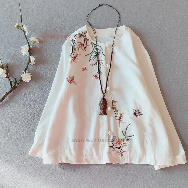 2023 woman traditional chinese hanfu tops national flower embroidered coat elegant oriental cotton linen blouse retro zen suit
2023 woman traditional chinese hanfu tops national flower embroidered coat elegant oriental cotton linen blouse retro zen suit